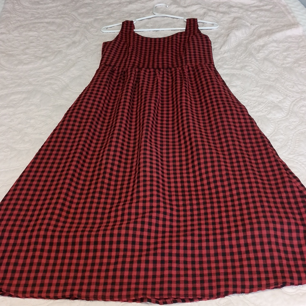 Women's Red And Black Plaid Dress